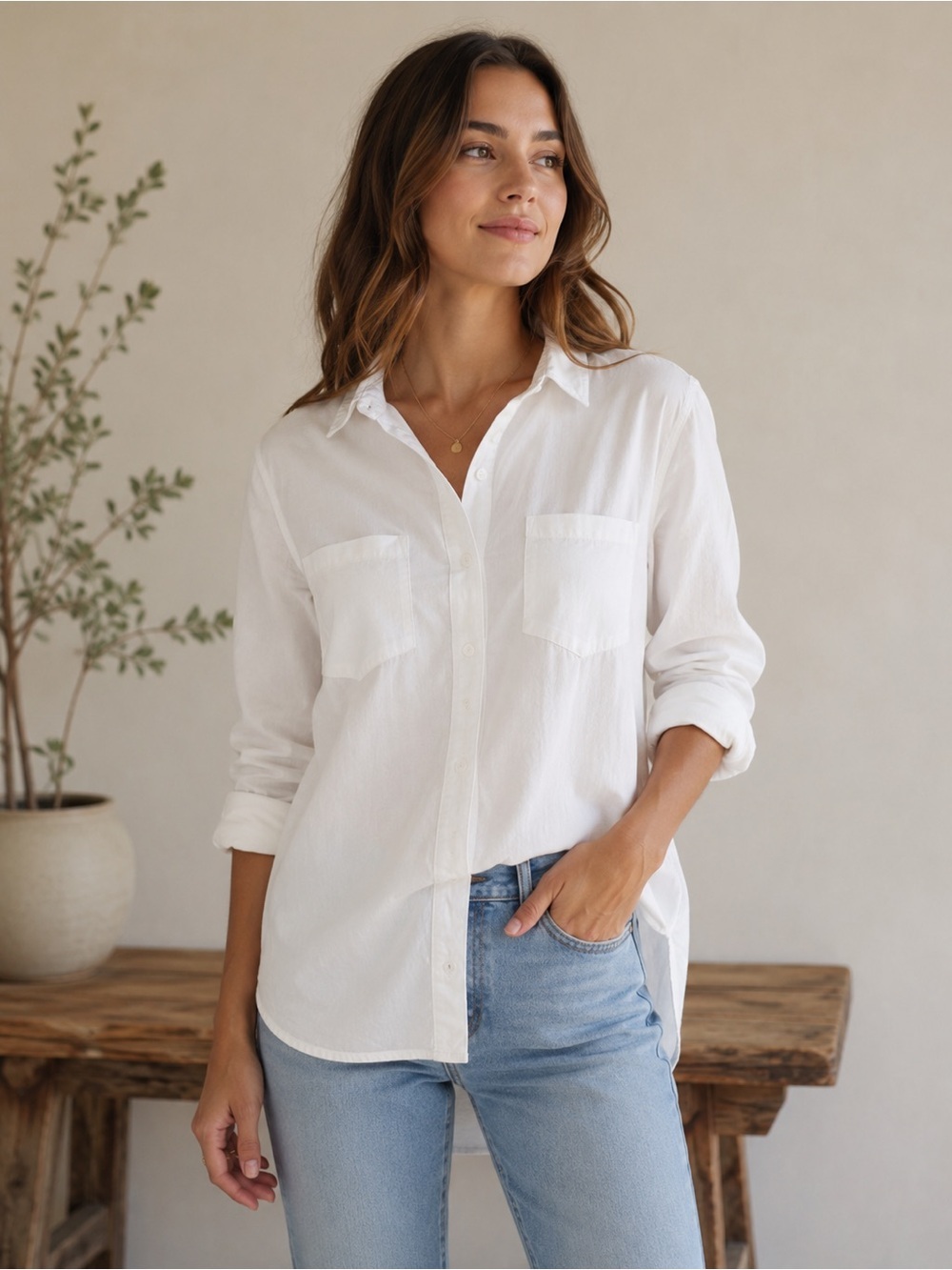 Madewell White Button-Down Shirt